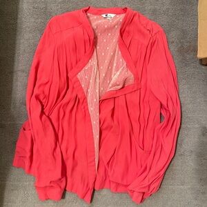 Red Lace Lined Cardigan with Pockets & Shoulder Epaulettes Women’s Medium